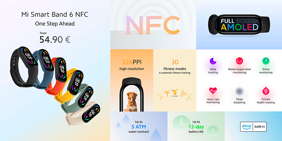 Фитнес-браслет Xiaomi Mi Smart Band 6 с поддержкой NFC
