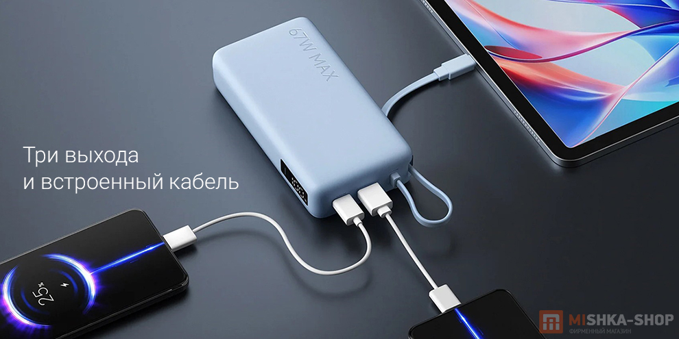 Аккумулятор Xiaomi Mi Power Bank With Cable USB-C 20000mAh 67W