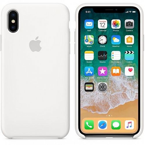 Силиконовый чехол для iPhone X, белый цвет — фото