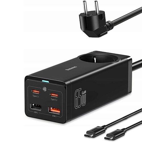 Удлинитель настольный с быстрой зарядкой Baseus Gan3 Pro 65W (Черный) — фото