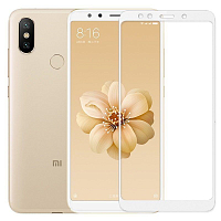 Защитное 2D стекло для Xiaomi Mi A2/Mi 6X White (Белое) — фото