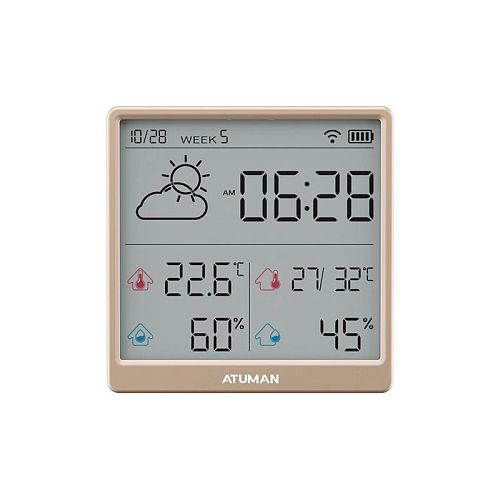 Датчик температуры и влажности ATuMan Duka TH3 (EU) (Золотистый) — фото