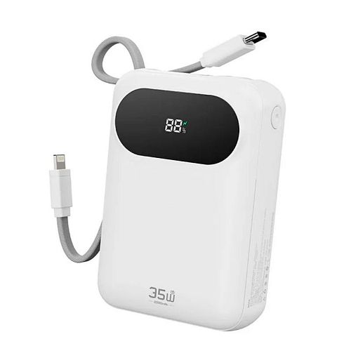 Внешний аккумулятор ROCK Y11 Mini Series Power Bank With Cable 20000mAh 35W (Белый) — фото