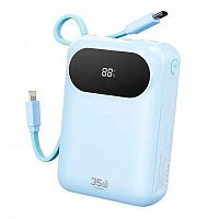 Внешний аккумулятор ROCK Y11 Mini Series Power Bank With Cable 20000mAh 35W (Голубой) — фото