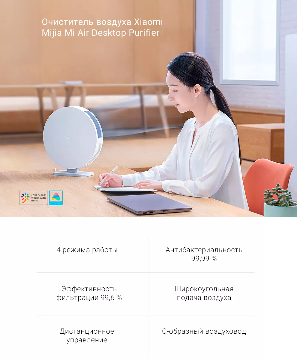 Очиститель воздуха Mijia Mi Air Desktop Purifier (AC-M9-SC) White (Белый):  купить по лучшей цене в Москве с доставкой, характеристики