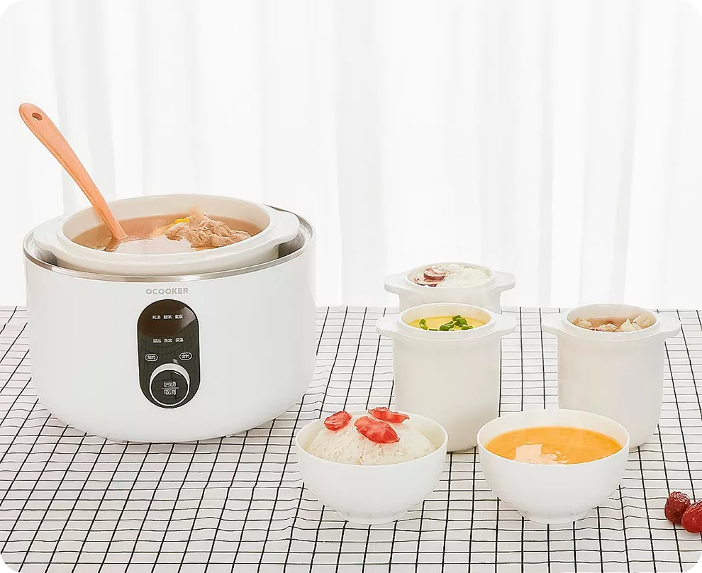 Мультиварка-пароварка Qcooker Round Small Stew Electric Cooker 4L White  (Белый): купить по лучшей цене в Москве с доставкой, характеристики